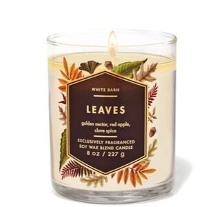 8oz White Barn Bath & Body Works Single Wick Scented Candle Leaves